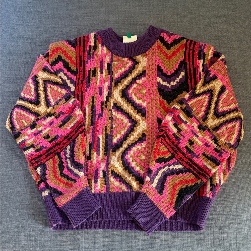 FARM Rio Striped Patchwork Sweater size XS